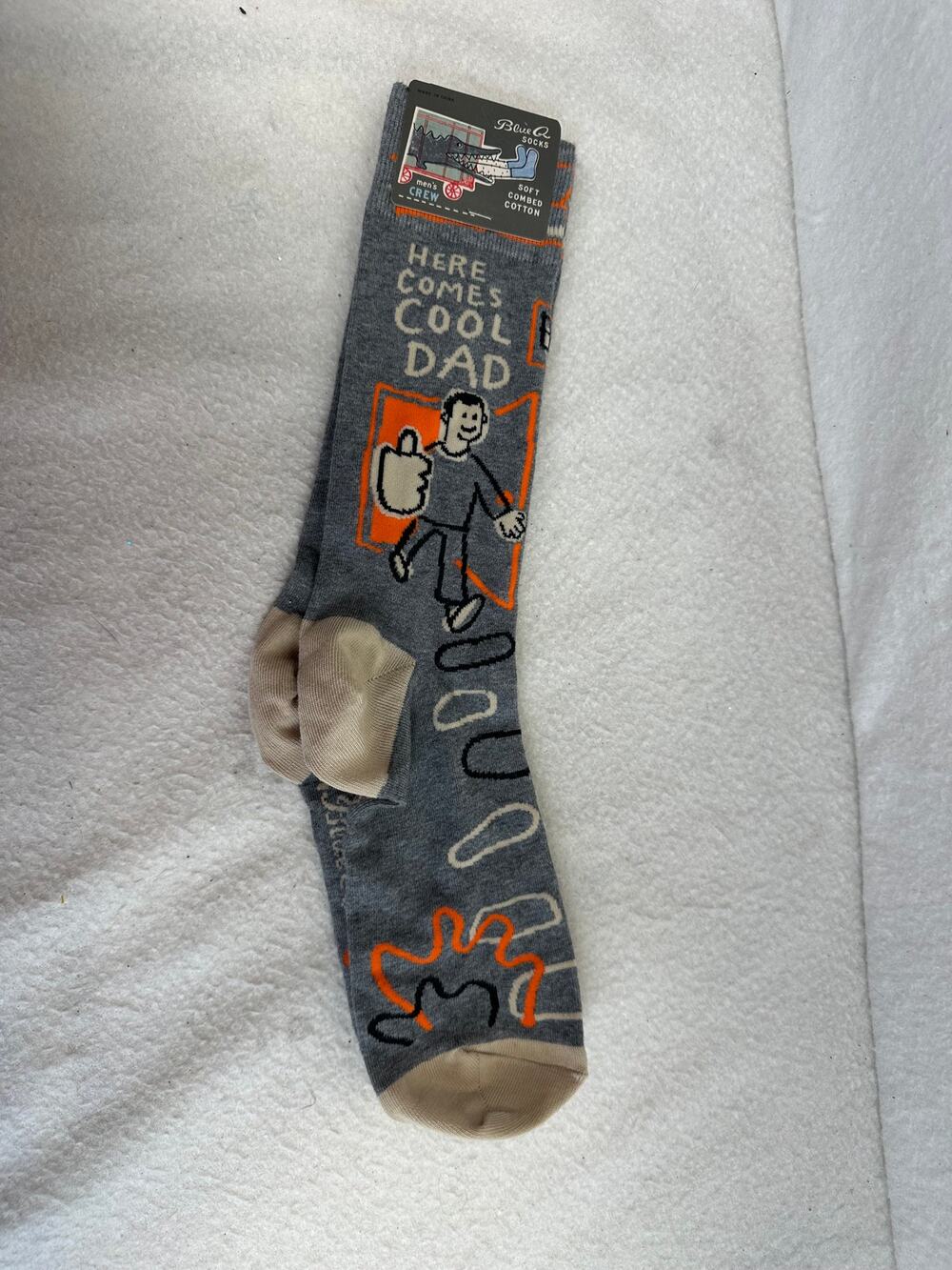 Blue Q Socks "Here Comes Cool Dad" Men's Crew Sock Size 7-12 NWT